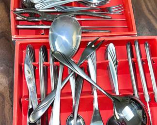 MCM Stainless Flatware. Full sets. Boxed.