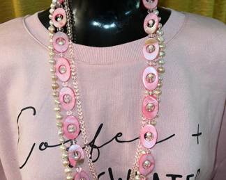 JTV Pink fresh water pearl necklace
