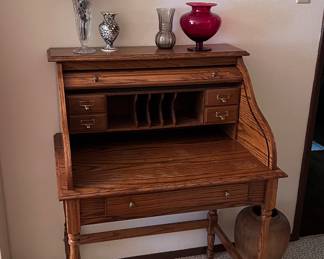 Small vintage roll top desk