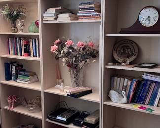 3 off-white book shelves