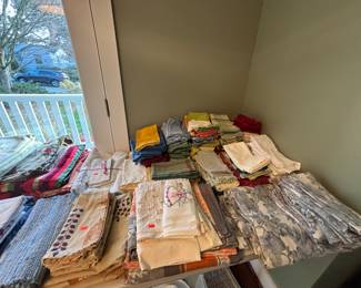 Lots of tablecloths linens