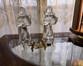 Pair of Crystal Mikasa Angel Figurines 