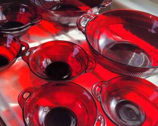 Set of 8 ruby red bowls