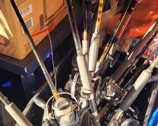 Over 100 rods & reels.  Please note:  we numbered and photographed several individual rods & reels as follows