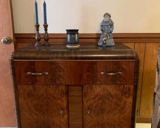 Art Deco burled maple small cabinet