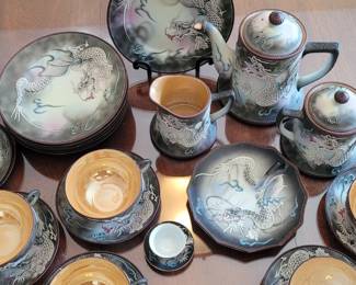 Vintage Japanese dragon tea set