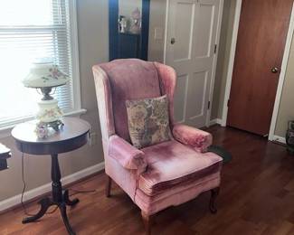 Lovely velveteen wing back chair