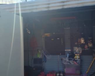 Leonard all metal shed with metal seamless roof and a double door