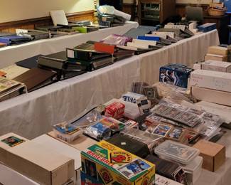 A ROOM FULL OF BASEBALL, FOOTBALL, BASKETBALL, HOCKEY , NASCAR CARDS AND SPORTS MEMORABILIA!  3 Full tables!