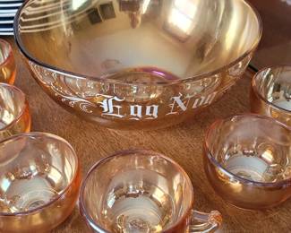 Peach lusterware Egg Nog set