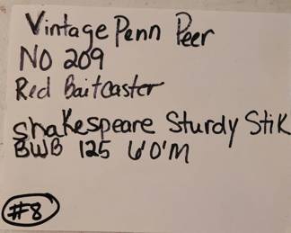 #8 Vintage Penn Peer #209 Red Baitcaster & Shakespear Sturdy Stik BWB 125 6' rod