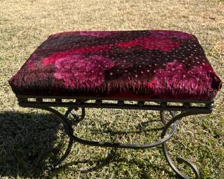 Metal base and beautiful velvet rose colored, upholstered top