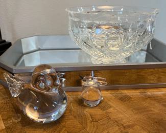 Large and quite heavy Waterford, crystal bowl and other pretty crystal pieces