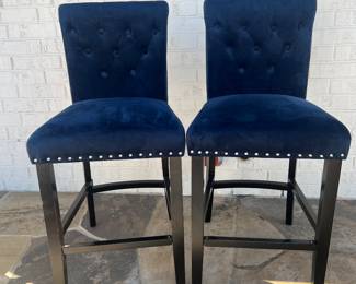 Velvet set of awesome blue barstools