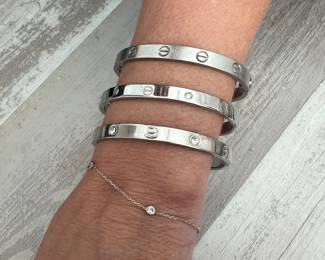 Fun CARTIER brackets! ( no one needs to know they are not authentic!) these can be worn alone or stacked