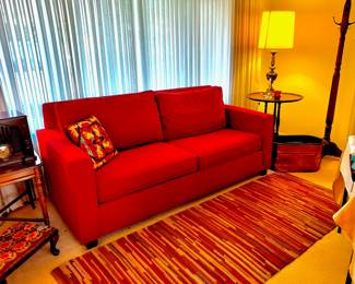 Plush Sofa, Handwoven Wool Rag Rug