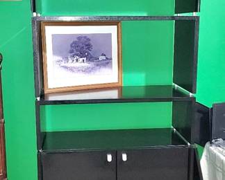 Art, "Lake Champlain", Black Shelving W/Cabinet