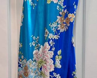 Japanese silk floral blue dress