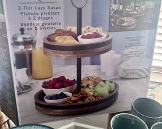 2 tier lazy susan food display