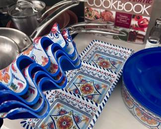 Taco holders and dip platter