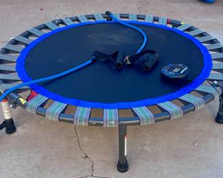 Exercise trampoline with resistance bands