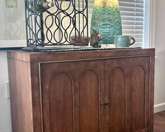 Vintage console table and wine holder