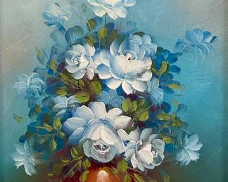 Vintage blue flower painting