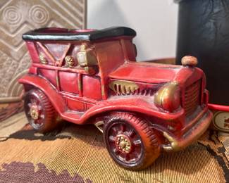 Vintage red car decor