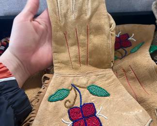 Authentic handmade Native American beaded gloves