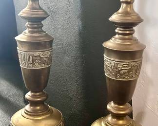 Tall decorative brass candle holders