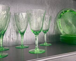 Green depression glasses