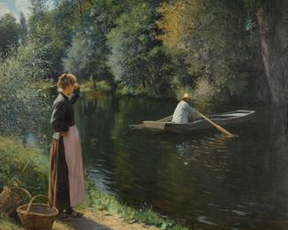 WAITING FOR THE FERRY by Leopold Franz KOWALSKI (1856-1931)