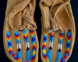 Authentic handmade Native American beaded moccasins 