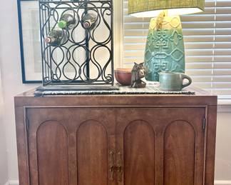 Vintage console table and wine holder