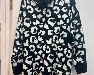 Black and white leopard print sweater dress