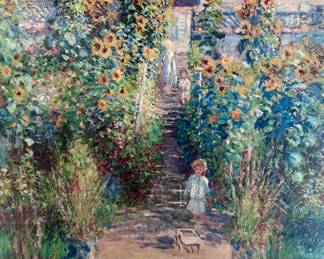 Monets garden at Vetheuil by Claude Monet print