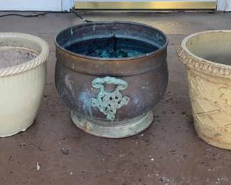 Antique Copper Cauldron Glazed Clay Flower Pot Foam Plant Pot
