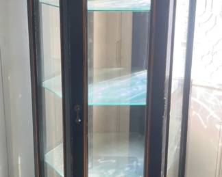Antique Asian Curio Cabinet With Interior Light Bar