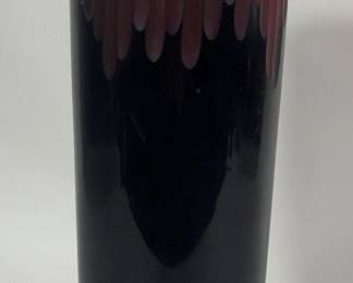 JohnRichard Vase Etched Red Satin Glass Encased in Black Cylinder