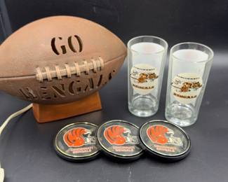 003 1968 First Season Cincinnati Bengals Schedule Glasses 2 Ceramic Bengals Football Lamp Coasters