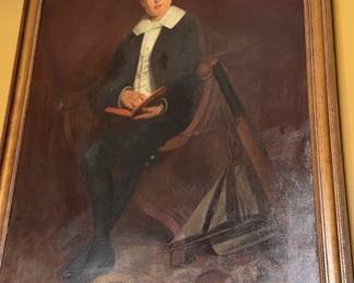 19th Century School Boy Portrait by Arthur Hill Oil Painting