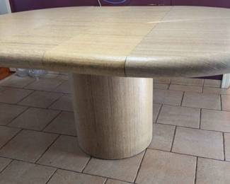 Mid Century Modern Linen Oval Dining Table