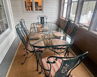 Glass and Metal table and 6 chairs