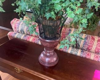 Artificial Faux Greenery Arrangement w/ Metal Planter Home Decor