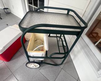 Glad and metal butler with cooler holder