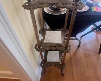 Brass and Marble Three Tier Stand
