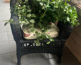 2 brown wicker chairs