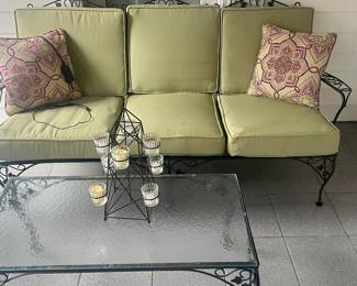 Wrought Iron Patio Sofa Set Includes sofa, coffee table, end table and chair