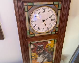Danbury Mint Stained Glass Schnauzer Clock 