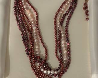 Pearls & 14k necklace and earring set